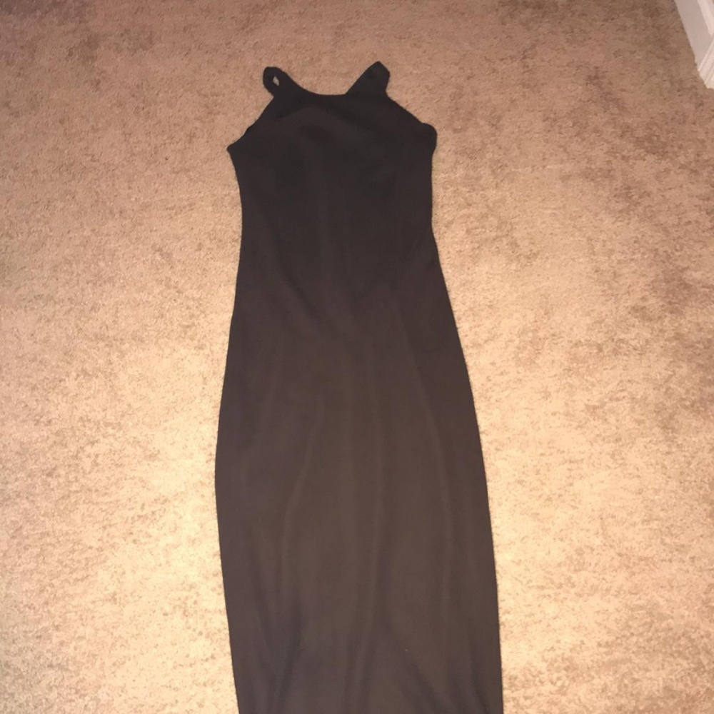 Long sheer dark brown dress